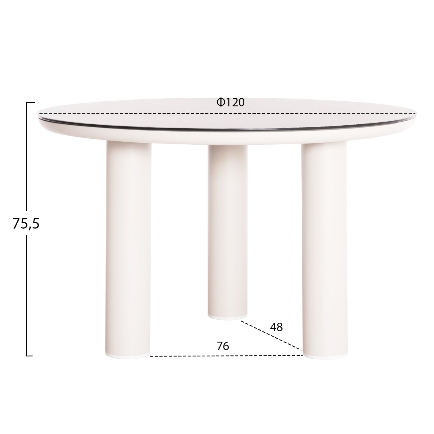 ΤΡΑΠΕΖΙ ΑΛΟΥΜΙΝΙΟΥ DOSUN HM6201.02 ΚΡΕΜ ΣΚΕΛΕΤΟΣ-3D PRINT ΓΥΑΛΙ-ΚΕΡΑΜΙΚΟ LOOK Φ120εκ - Pakobazaar