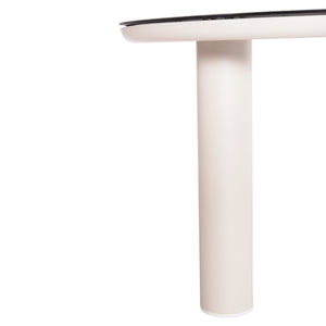 ΤΡΑΠΕΖΙ ΑΛΟΥΜΙΝΙΟΥ DOSUN HM6201.02 ΚΡΕΜ ΣΚΕΛΕΤΟΣ-3D PRINT ΓΥΑΛΙ-ΚΕΡΑΜΙΚΟ LOOK Φ120εκ - Pakobazaar