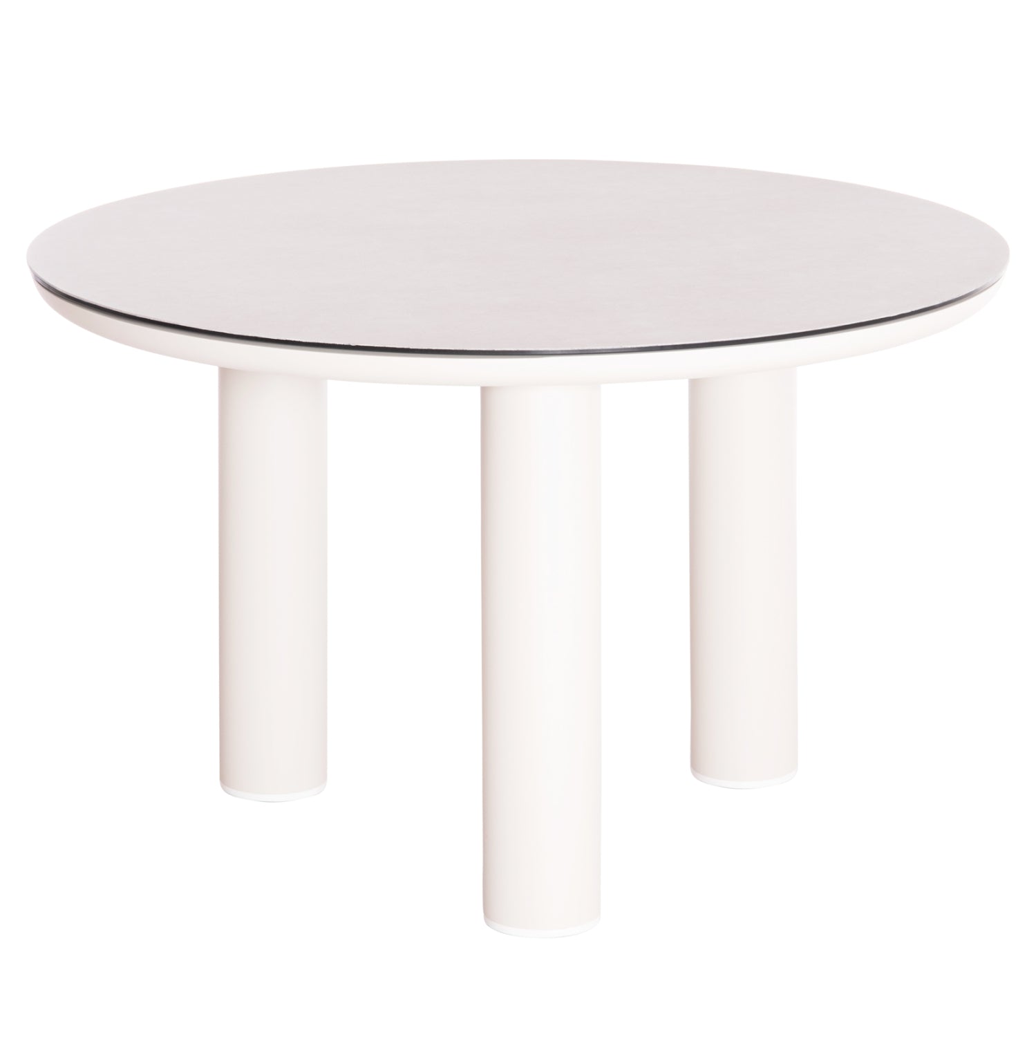 ΤΡΑΠΕΖΙ ΑΛΟΥΜΙΝΙΟΥ DOSUN HM6201.02 ΚΡΕΜ ΣΚΕΛΕΤΟΣ-3D PRINT ΓΥΑΛΙ-ΚΕΡΑΜΙΚΟ LOOK Φ120εκ - Pakobazaar