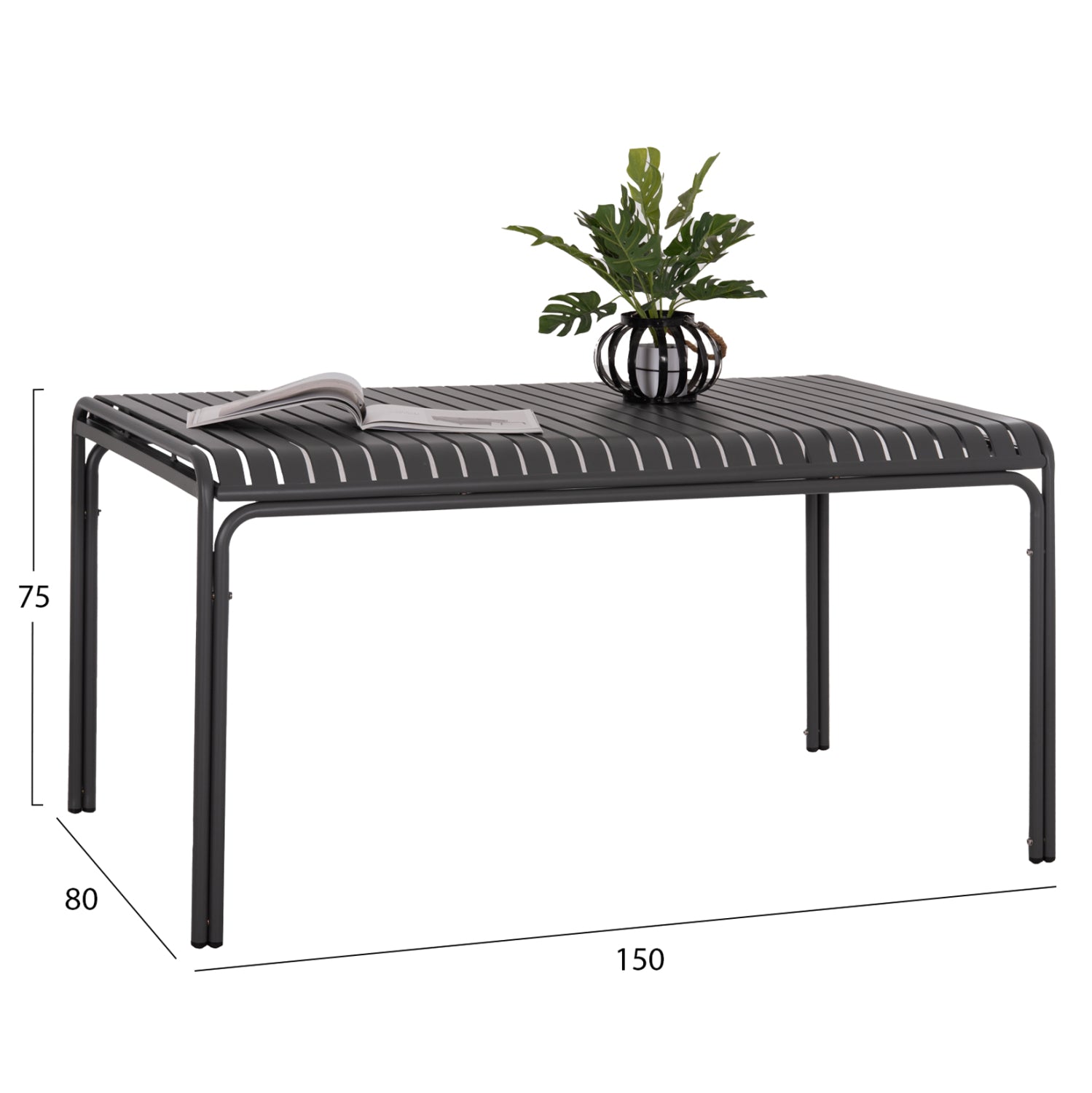 ΤΡΑΠΕΖΙ ΑΛΟΥΜΙΝΙΟΥ RACHEL HM6339.01 ΓΚΡΙ 150x80x75Υεκ. - Pakobazaar