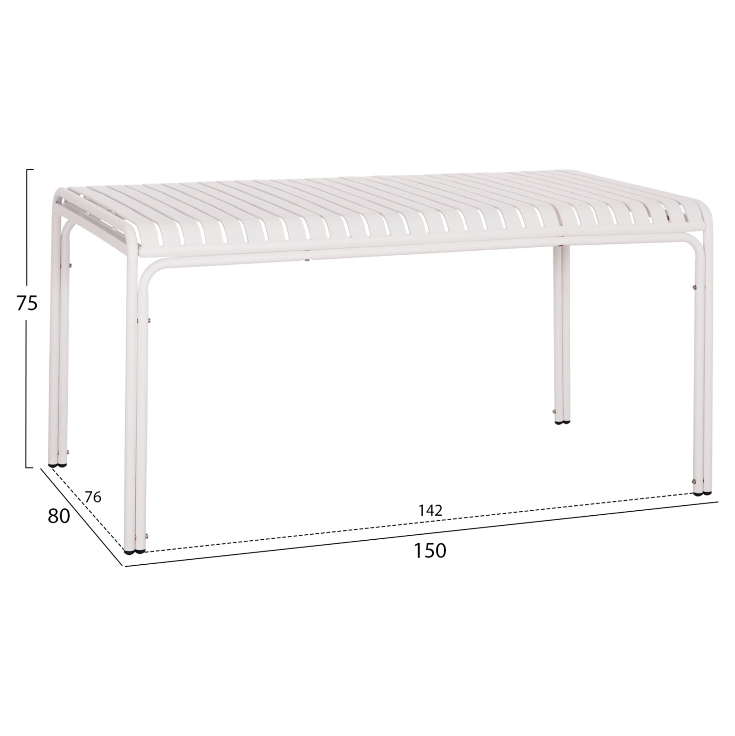 ΤΡΑΠΕΖΙ ΑΛΟΥΜΙΝΙΟΥ RACHEL HM6339.02 ΛΕΥΚΟ 150x80x75Υεκ. - Pakobazaar