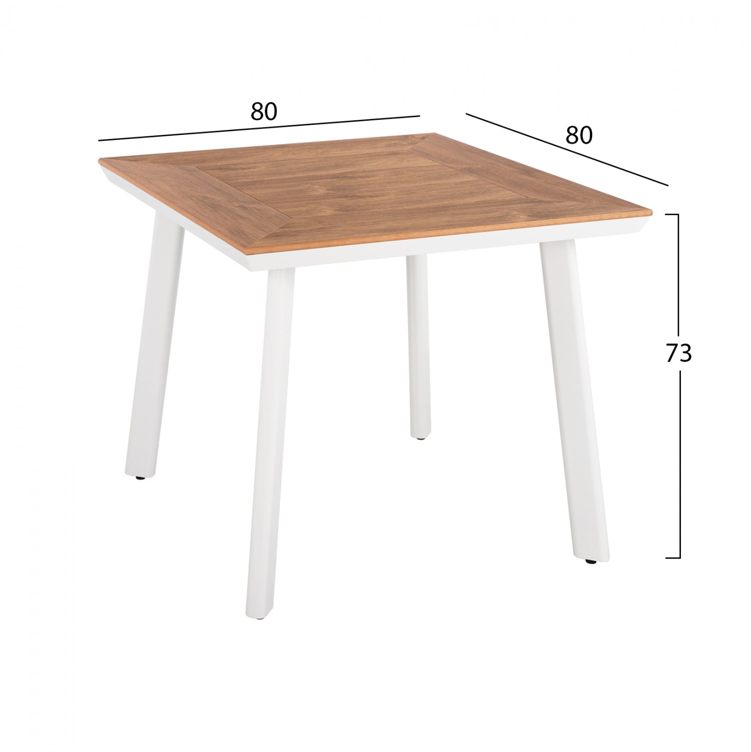 ΤΡΑΠΕΖΙ ΑΛΟΥΜΙΝΙΟΥ TABER ΛΕΥΚΟ ΜΕ ΕΠΙΦΑΝΕΙΑ POLYWOOD HM5563.01 80x80x73Υ ΕΚ. - Pakobazaar