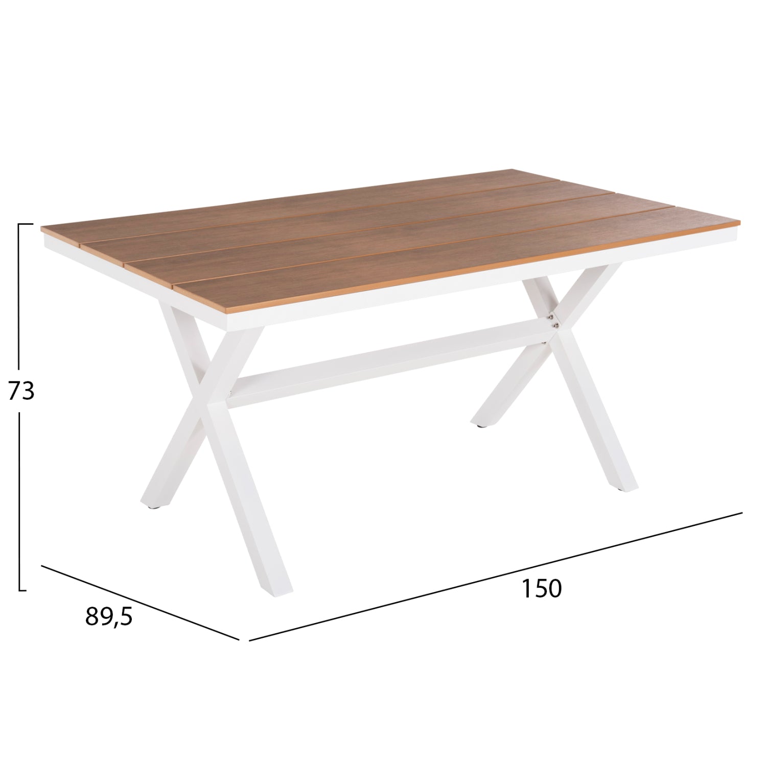 ΤΡΑΠΕΖΙ ΑΛΟΥΜΙΝΙΟΥ ΟΡΘΟΓΩΝΙΟ TAWNEE HM6037.02 ΛΕΥΚΟ-POLYWOOD ΦΥΣΙΚΟ 150x89,5x73Υεκ - Pakobazaar