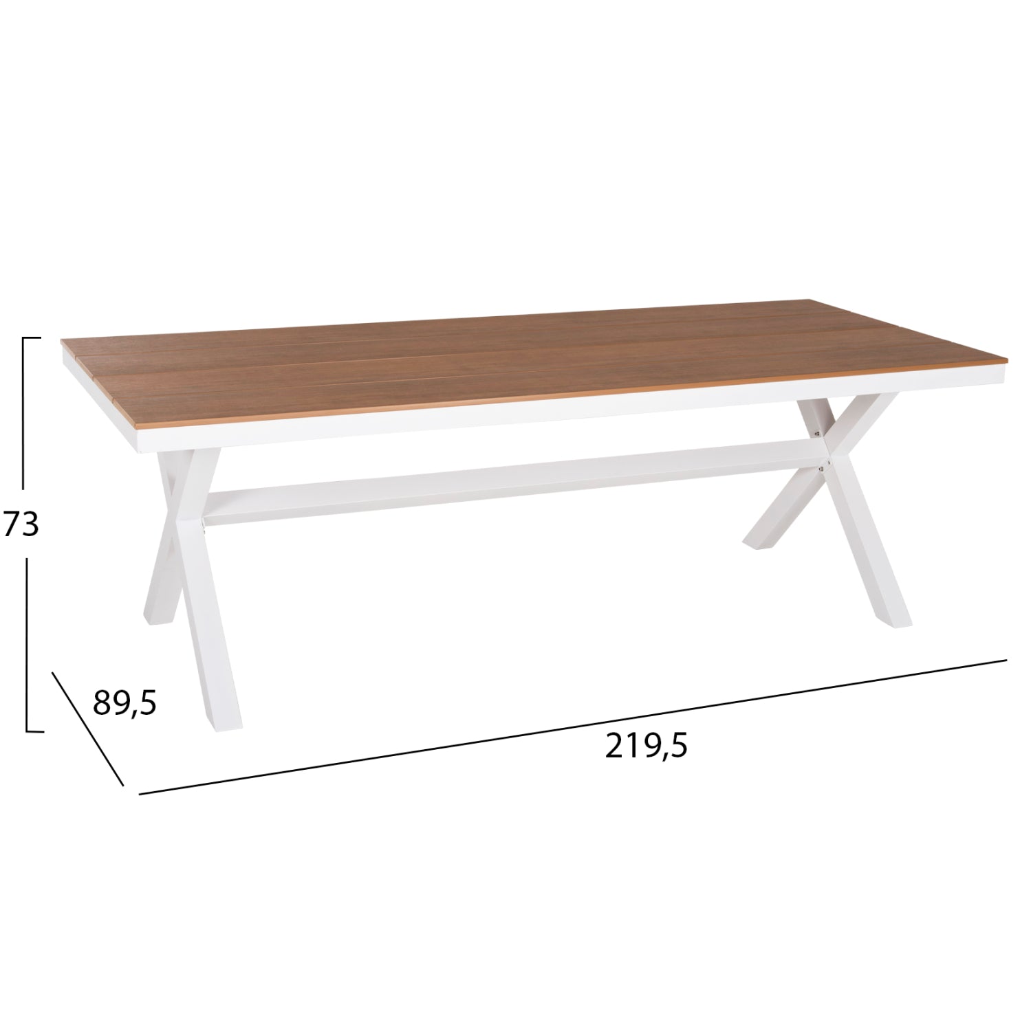 ΤΡΑΠΕΖΙ ΑΛΟΥΜΙΝΙΟΥ ΟΡΘΟΓΩΝΙΟ TAWNEE HM6039.02 ΛΕΥΚΟ-POLYWOOD ΦΥΣΙΚΟ 219,5x89,5x73Υ - Pakobazaar