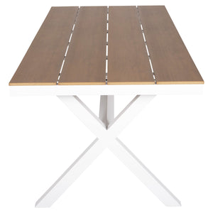 ΤΡΑΠΕΖΙ ΑΛΟΥΜΙΝΙΟΥ ΟΡΘΟΓΩΝΙΟ TAWNEE HM6039.02 ΛΕΥΚΟ-POLYWOOD ΦΥΣΙΚΟ 219,5x89,5x73Υ - Pakobazaar