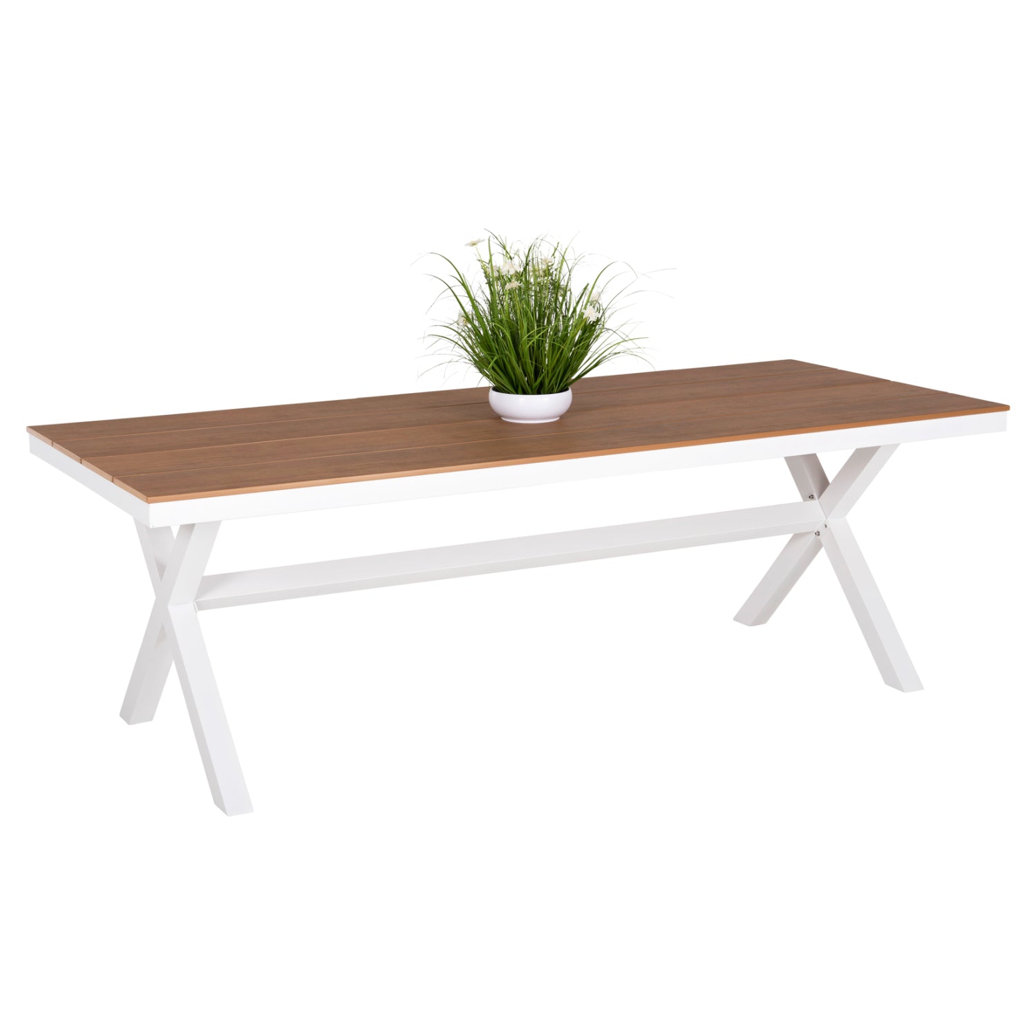 ΤΡΑΠΕΖΙ ΑΛΟΥΜΙΝΙΟΥ ΟΡΘΟΓΩΝΙΟ TAWNEE HM6039.02 ΛΕΥΚΟ-POLYWOOD ΦΥΣΙΚΟ 219,5x89,5x73Υ - Pakobazaar