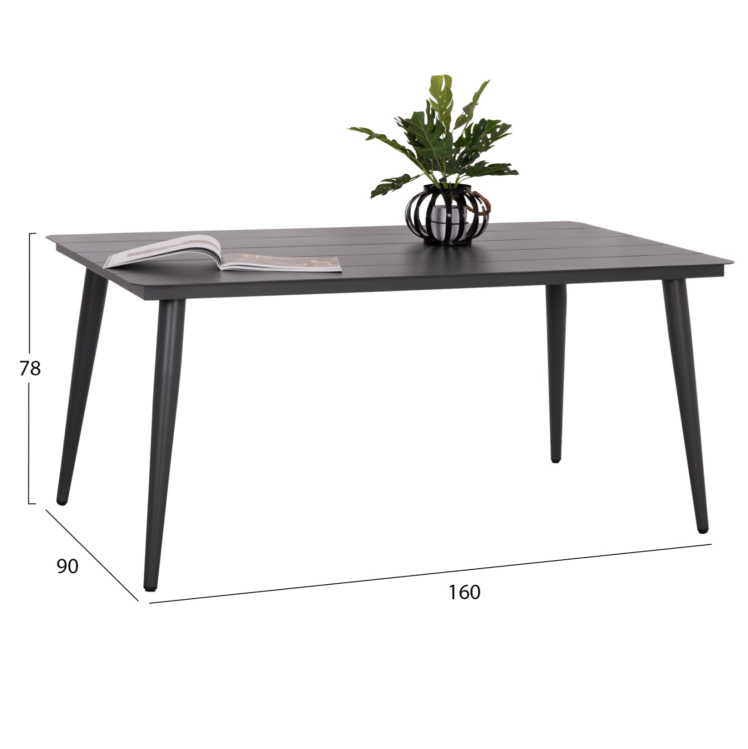 ΤΡΑΠΕΖΙ ΑΛΟΥΜΙΝΙΟΥ ΟΡΘΟΓΩΝΙΟ HIGER HM6291.01 ΓΚΡΙ 160x90x78Υεκ. - Pakobazaar