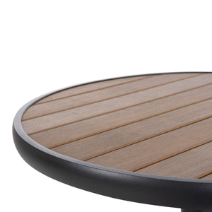 ΤΡΑΠΕΖΙ ΑΛΟΥΜΙΝΙΟΥ ΣΤΡΟΓΓΥΛΟ ALEXA HM6086.01 ΑΝΘΡΑΚΙ-POLYWOOD TOP ΦΥΣΙΚΟ Φ60x73Υεκ. - Pakobazaar