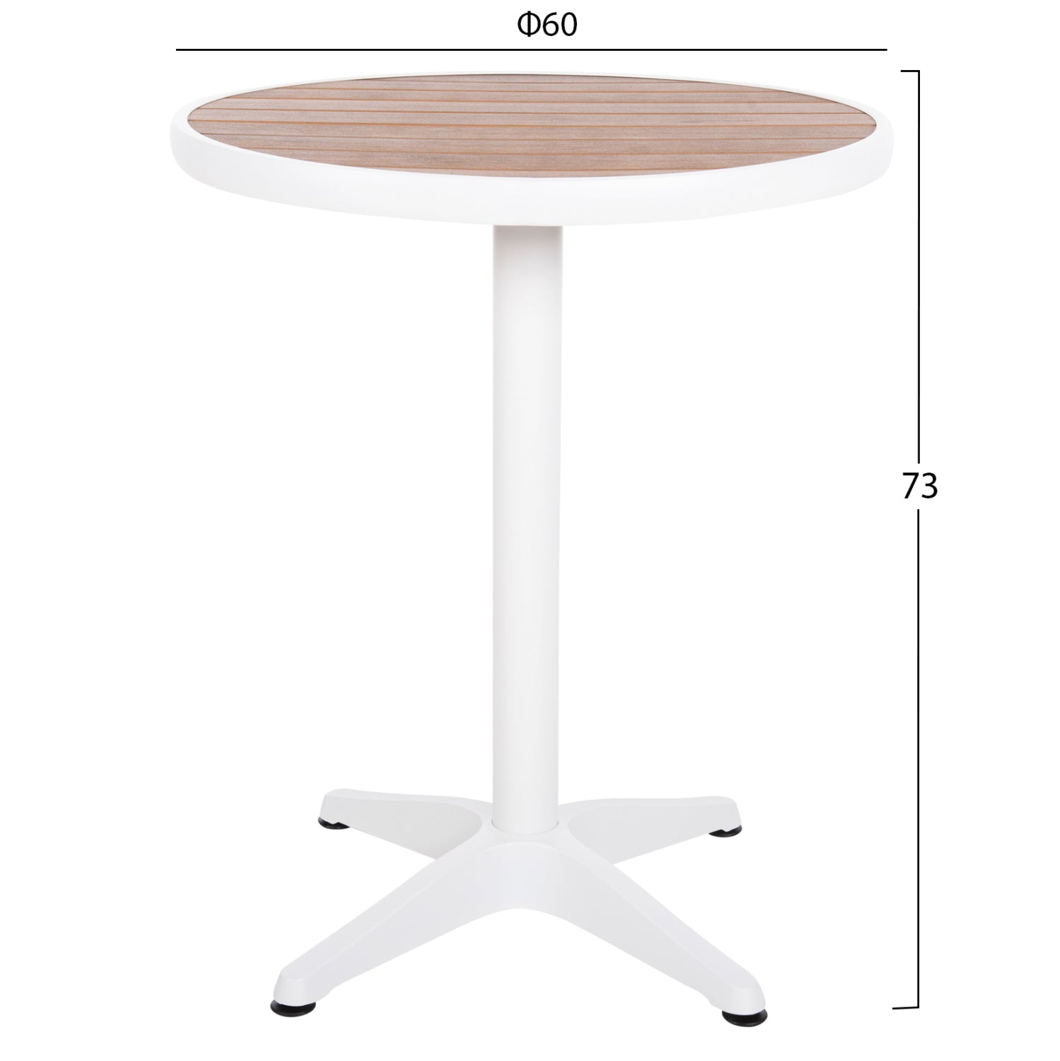 ΤΡΑΠΕΖΙ ΑΛΟΥΜΙΝΙΟΥ ΣΤΡΟΓΓΥΛΟ ALEXA HM6086.02 ΛΕΥΚΟ-POLYWOOD TOP ΦΥΣΙΚΟ Φ60x73Υεκ. - Pakobazaar
