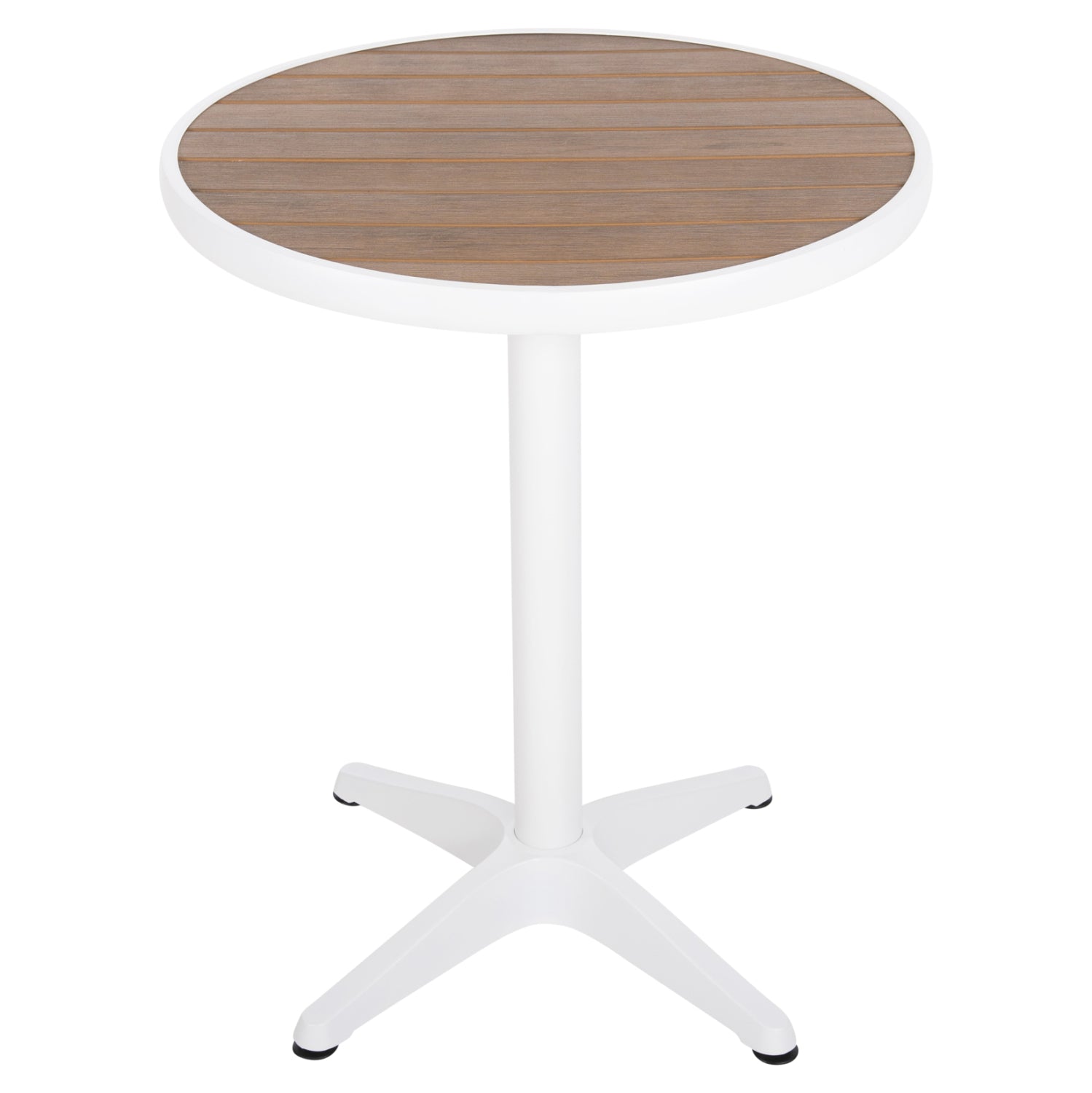 ΤΡΑΠΕΖΙ ΑΛΟΥΜΙΝΙΟΥ ΣΤΡΟΓΓΥΛΟ ALEXA HM6086.02 ΛΕΥΚΟ-POLYWOOD TOP ΦΥΣΙΚΟ Φ60x73Υεκ. - Pakobazaar