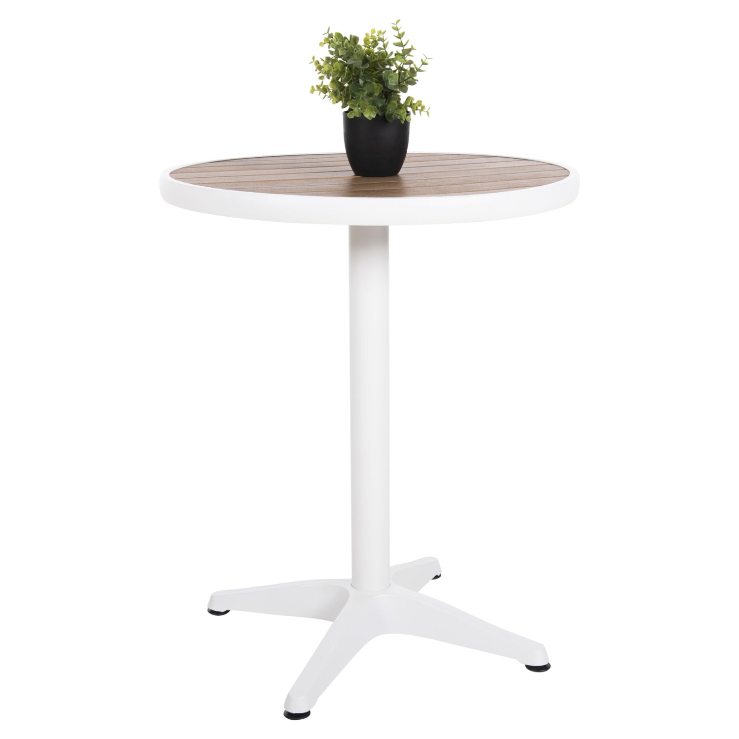 ΤΡΑΠΕΖΙ ΑΛΟΥΜΙΝΙΟΥ ΣΤΡΟΓΓΥΛΟ ALEXA HM6086.02 ΛΕΥΚΟ-POLYWOOD TOP ΦΥΣΙΚΟ Φ60x73Υεκ. - Pakobazaar