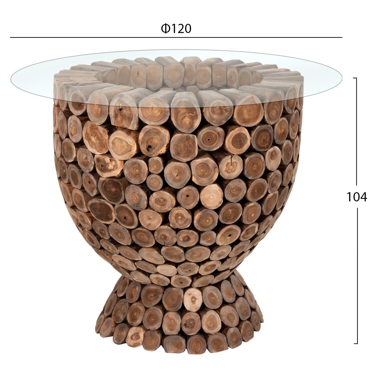 ΤΡΑΠΕΖΙ BAR ΣΤΡΟΓΓΥΛΟ LEEROY HM9806 KOMMATIA ΞΥΛΟΥ TEAK Φ900x103Υεκ. - Pakobazaar