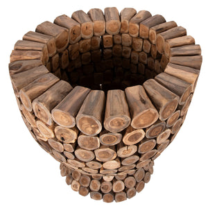 ΤΡΑΠΕΖΙ BAR ΣΤΡΟΓΓΥΛΟ LEEROY HM9806 KOMMATIA ΞΥΛΟΥ TEAK Φ900x103Υεκ. - Pakobazaar