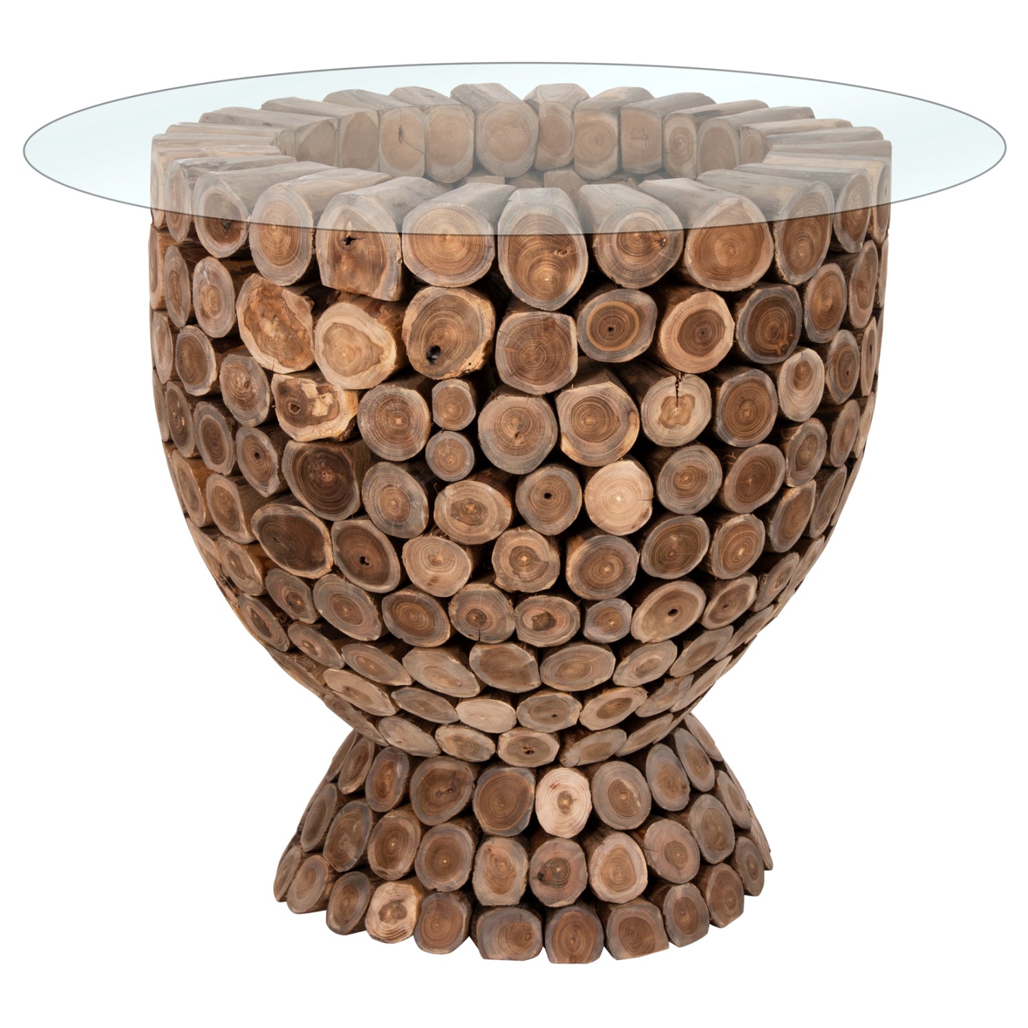 ΤΡΑΠΕΖΙ BAR ΣΤΡΟΓΓΥΛΟ LEEROY HM9806 KOMMATIA ΞΥΛΟΥ TEAK Φ900x103Υεκ. - Pakobazaar