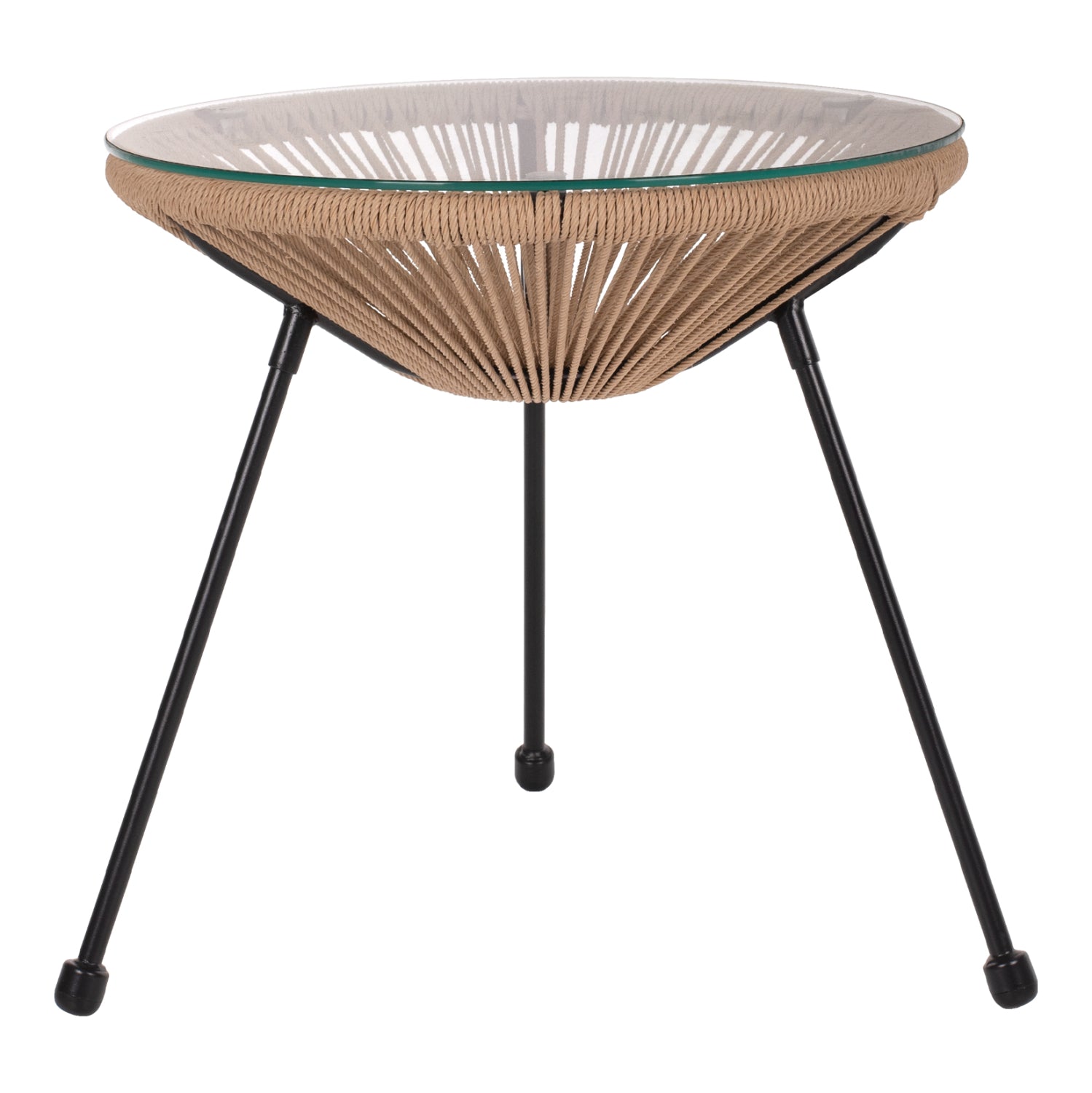 ΤΡΑΠΕΖΙ ΒΟΗΘΗΤΙΚΟ ALLEGRA ΜΑΥΡΟ ΜΕΤΑΛΛΟ  ME TWISTED WICKER ΦΥΣΙΚΟ HM5873.01 Φ47Χ45Υεκ. - Pakobazaar