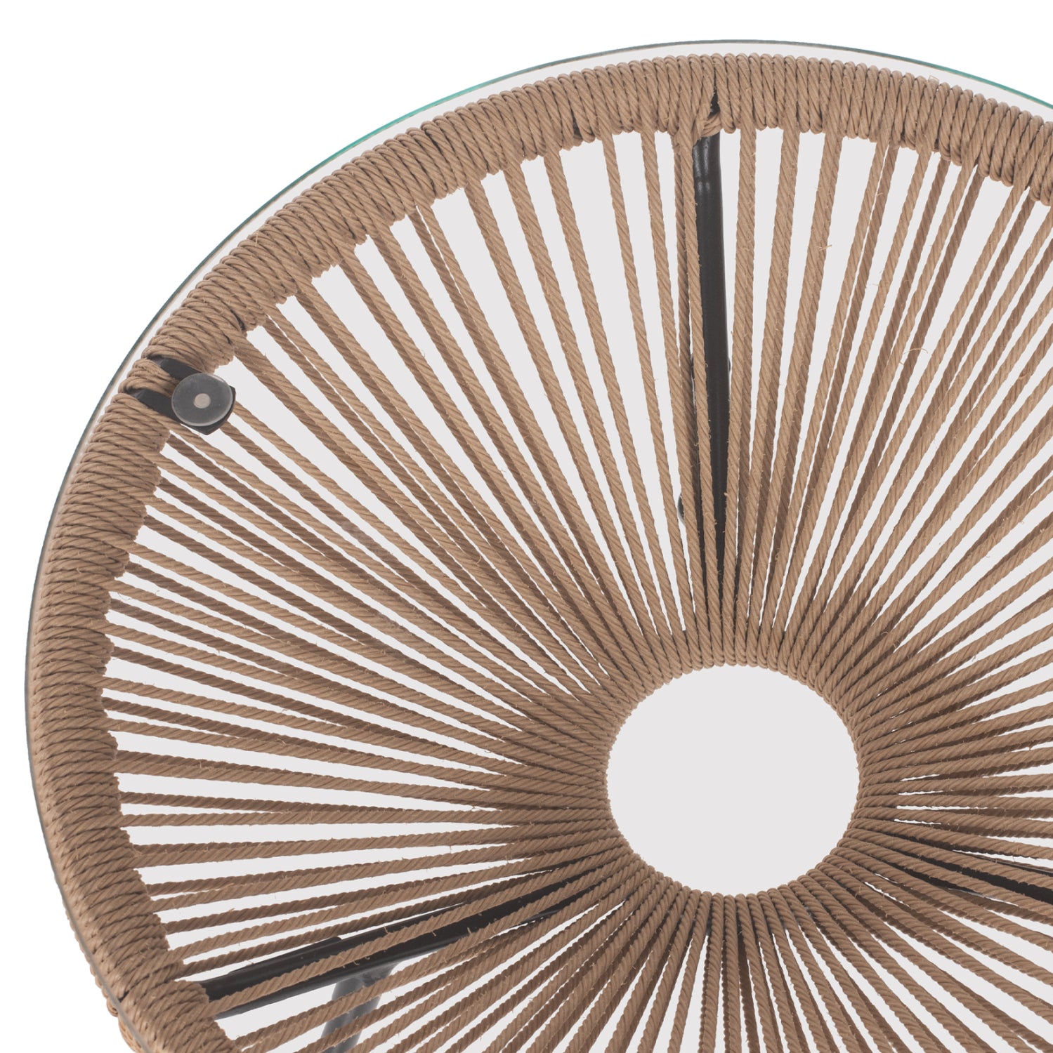 ΤΡΑΠΕΖΙ ΒΟΗΘΗΤΙΚΟ ALLEGRA ΜΑΥΡΟ ΜΕΤΑΛΛΟ  ME TWISTED WICKER ΦΥΣΙΚΟ HM5873.01 Φ47Χ45Υεκ. - Pakobazaar