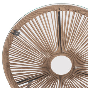 ΤΡΑΠΕΖΙ ΒΟΗΘΗΤΙΚΟ ALLEGRA ΜΑΥΡΟ ΜΕΤΑΛΛΟ  ME TWISTED WICKER ΦΥΣΙΚΟ HM5873.01 Φ47Χ45Υεκ. - Pakobazaar
