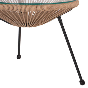 ΤΡΑΠΕΖΙ ΒΟΗΘΗΤΙΚΟ ALLEGRA ΜΑΥΡΟ ΜΕΤΑΛΛΟ  ME TWISTED WICKER ΦΥΣΙΚΟ HM5873.01 Φ47Χ45Υεκ. - Pakobazaar