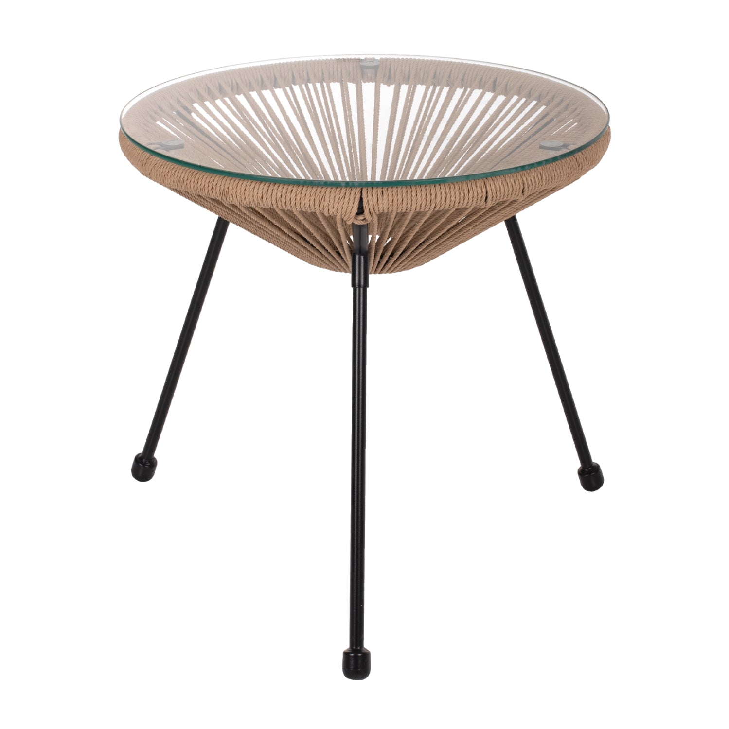 ΤΡΑΠΕΖΙ ΒΟΗΘΗΤΙΚΟ ALLEGRA ΜΑΥΡΟ ΜΕΤΑΛΛΟ  ME TWISTED WICKER ΦΥΣΙΚΟ HM5873.01 Φ47Χ45Υεκ. - Pakobazaar