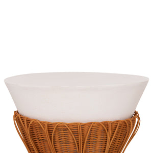 ΤΡΑΠΕΖΙ ΒΟΗΘΗΤΙΚΟ PERRAL HM18164.02S FIBER CEMENT ΛΕΥΚΟ-ΦΥΣΙΚΟ RATTAN--Φ42x36Υεκ - Pakobazaar