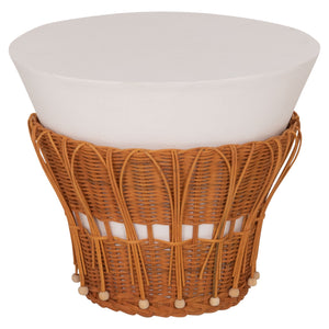 ΤΡΑΠΕΖΙ ΒΟΗΘΗΤΙΚΟ PERRAL HM18164.02S FIBER CEMENT ΛΕΥΚΟ-ΦΥΣΙΚΟ RATTAN--Φ42x36Υεκ - Pakobazaar