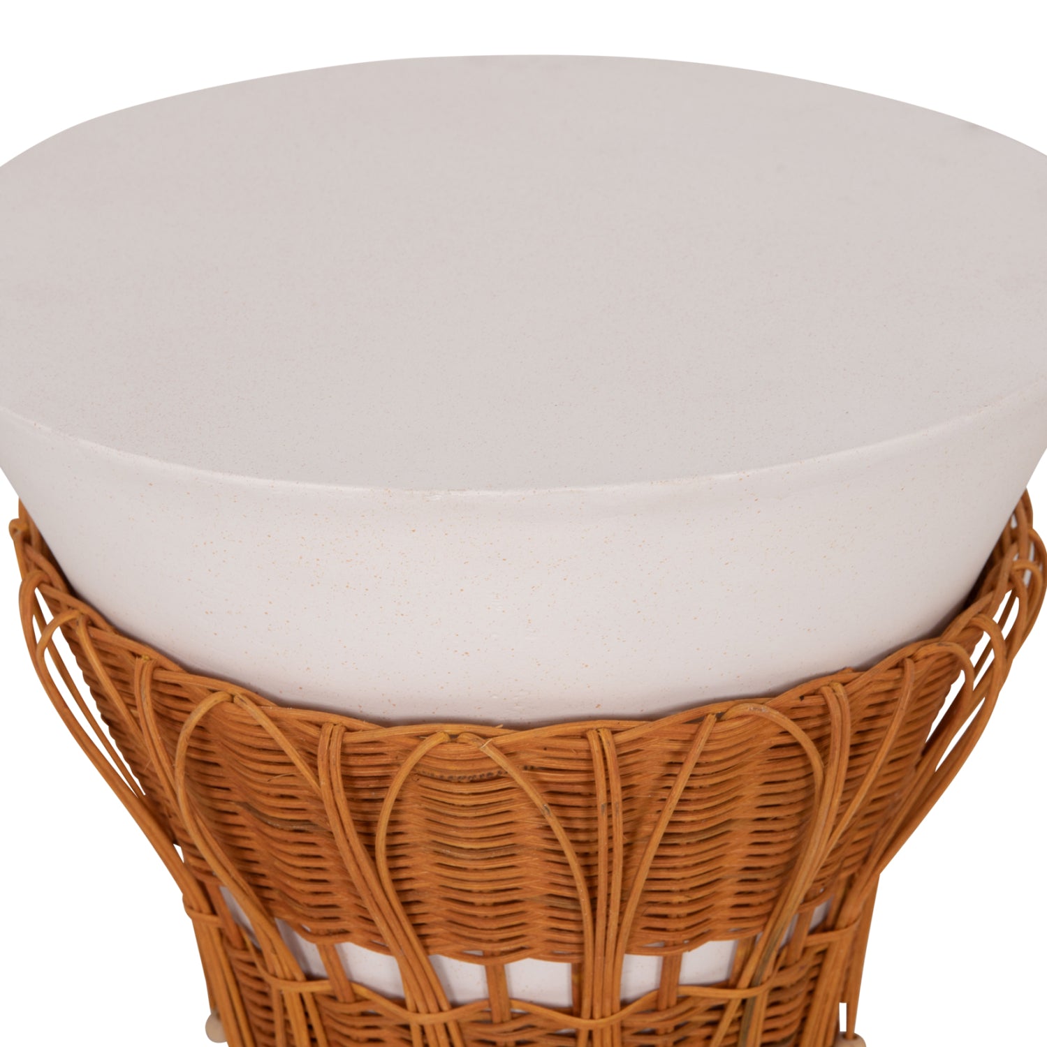 ΤΡΑΠΕΖΙ ΒΟΗΘΗΤΙΚΟ PERRAL HM18164.02S FIBER CEMENT ΛΕΥΚΟ-ΦΥΣΙΚΟ RATTAN--Φ42x36Υεκ - Pakobazaar