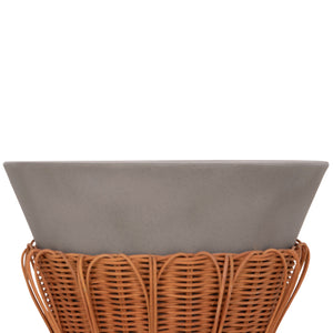 ΤΡΑΠΕΖΙ ΒΟΗΘΗΤΙΚΟ PERRAL HM18164.03S FIBER CEMENT ΓΚΡΙ-ΦΥΣΙΚΟ RATTAN--Φ42x36Υεκ - Pakobazaar