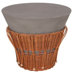 ΤΡΑΠΕΖΙ ΒΟΗΘΗΤΙΚΟ PERRAL HM18164.03S FIBER CEMENT ΓΚΡΙ-ΦΥΣΙΚΟ RATTAN--Φ42x36Υεκ - Pakobazaar