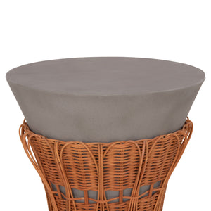 ΤΡΑΠΕΖΙ ΒΟΗΘΗΤΙΚΟ PERRAL HM18164.03S FIBER CEMENT ΓΚΡΙ-ΦΥΣΙΚΟ RATTAN--Φ42x36Υεκ - Pakobazaar