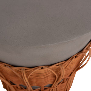 ΤΡΑΠΕΖΙ ΒΟΗΘΗΤΙΚΟ PERRAL HM18164.03S FIBER CEMENT ΓΚΡΙ-ΦΥΣΙΚΟ RATTAN--Φ42x36Υεκ - Pakobazaar