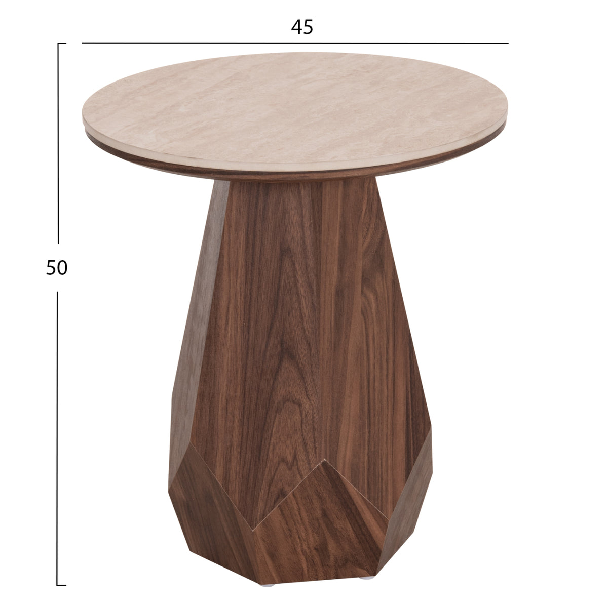 ΤΡΑΠΕΖΙ ΒΟΗΘΗΤΙΚΟ VENERA HM18442 ΚΕΡΑΜΙΚΟ TOP ΟΨΗ ΤΡΑΒΕΡΤΙΝΑΣ-MDF ΚΑΡΥΔΙ Φ45x50Υεκ. - Pakobazaar