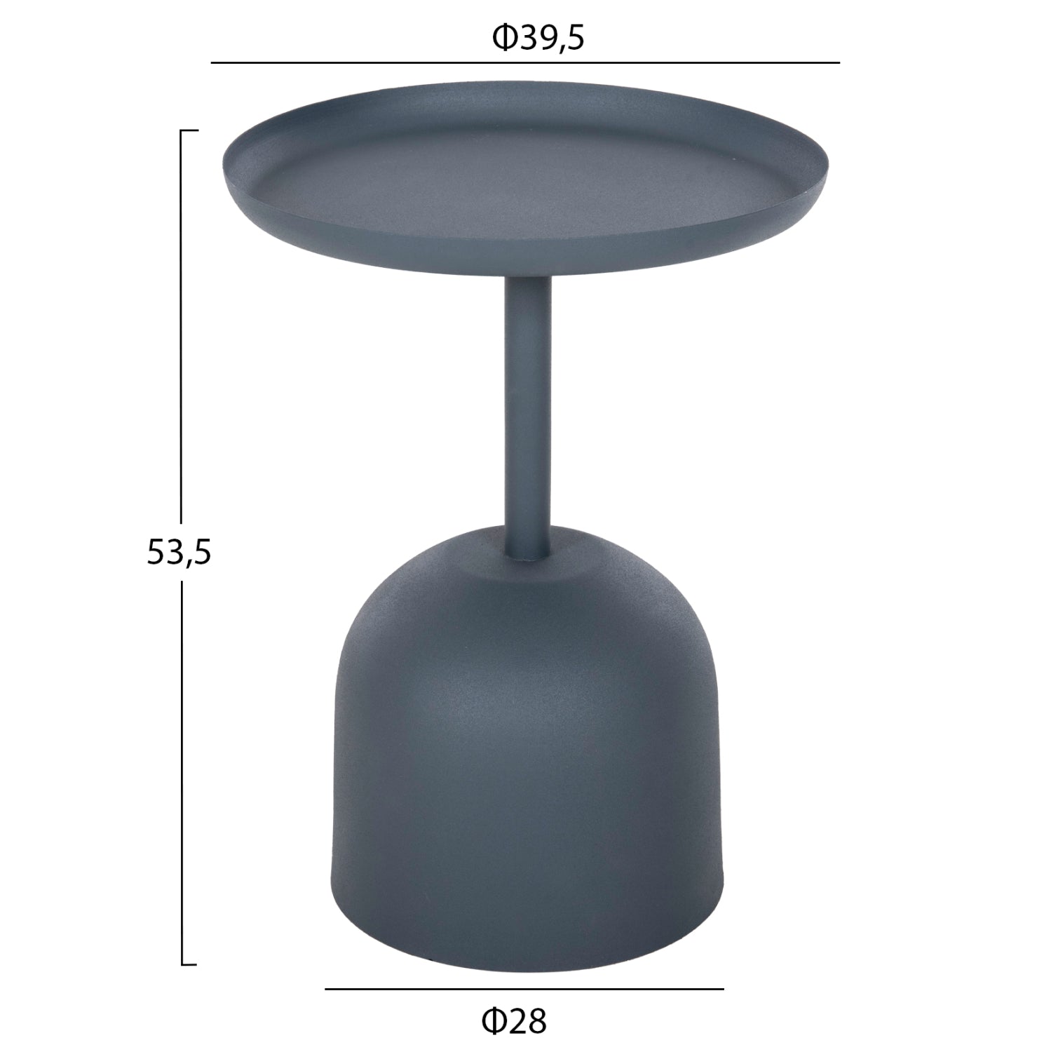 ΤΡΑΠΕΖΙ ΒΟΗΘΗΤΙΚΟ ΣΤΡΟΓΓΥΛΟ DELBEL HM4261.05 ΜΕΤΑΛΛΟ ΜΠΛΕ ΣΚΟΥΡΟ Φ39,5x53,5Υ εκ. - Pakobazaar