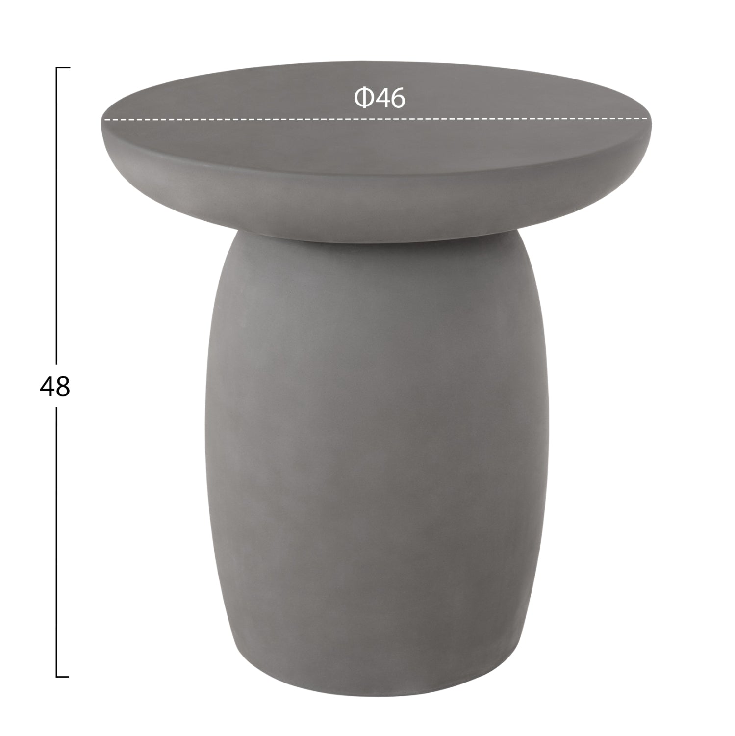 ΤΡΑΠΕΖΙ ΒΟΗΘΗΤΙΚΟ ΣΤΡΟΓΓΥΛΟ HIKARI HM6593.01 ΓΚΡΙ FIBER CEMENT Φ46x48Υεκ. - Pakobazaar