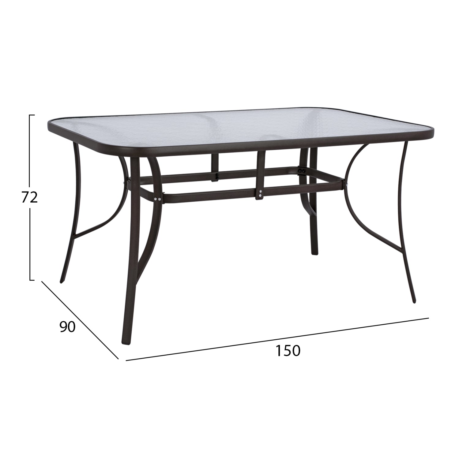 ΤΡΑΠΕΖΙ BRUNO 150X90Χ72Υεκ. ΚΑΦΕ ΜΕΤΑΛΛΙΚΟ ΜΕ ΓΥΑΛΙΝΗ ΕΠΙΦΑΝΕΙΑ HM5145.02 - Pakobazaar