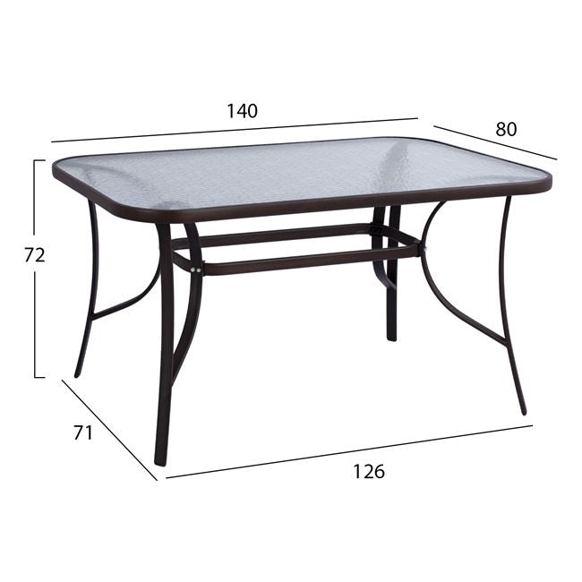 ΤΡΑΠΕΖΙ BRUNO 140Χ80Χ72Υεκ. ΚΑΦΕ ΜΕΤΑΛΛΙΚΟ ΜΕ ΓΥΑΛΙΝΗ ΕΠΙΦΑΝΕΙΑ HM5106.02 - Pakobazaar