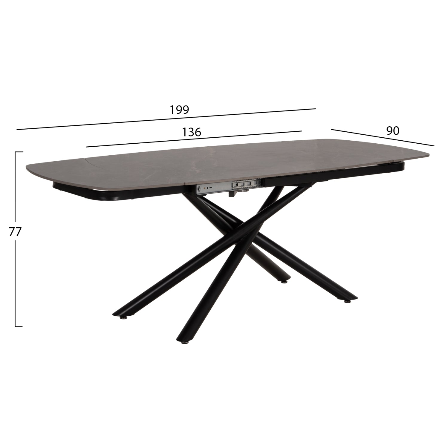 ΤΡΑΠΕΖΙ ΕΠΕΚΤΕΙΝΟΜΕΝΟ VANTA HM18408 ΚΕΡΑΜΙΚΟ TOP ΣΕ ΓΚΡΙ ΜΑΡΜΑΡΟ 136-199x90x77Υεκ - Pakobazaar