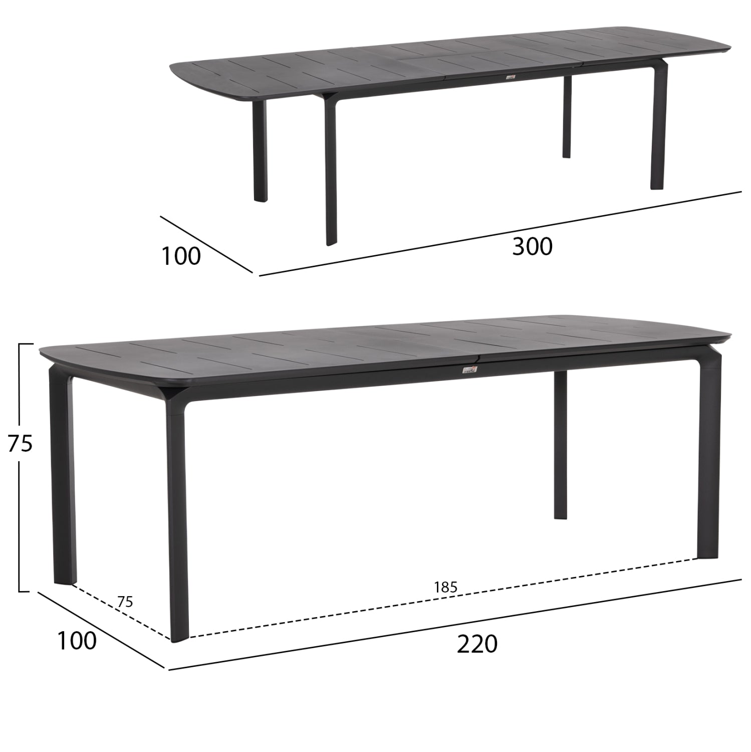 ΤΡΑΠΕΖΙ ΕΠΕΚΤΕΙΝΟΜΕΝΟ SYMPO HM6415.01 ΓΚΡΙ ΑΛΟΥΜΙΝΙΟ 220-300x100x75Υεκ