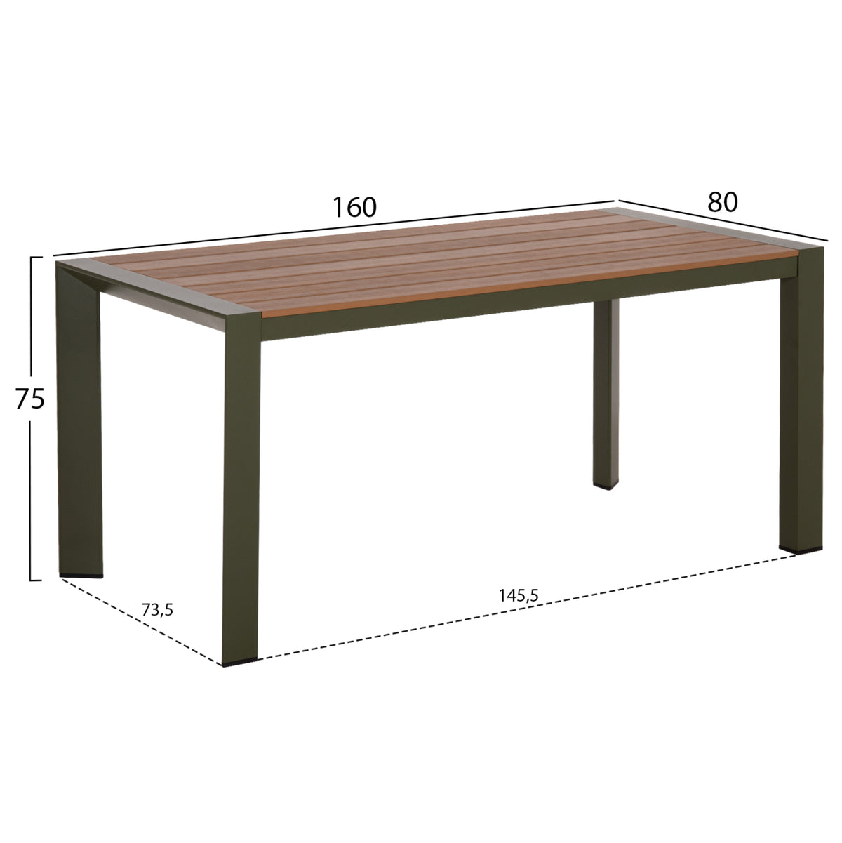 ΤΡΑΠΕΖΙ ΕΞΩΤ.ΧΩΡΟΥ GOYA HM6059.07 ΑΛΟΥΜΙΝΙΟ ΣE OLIVE GREEN & POLYWOOD 160X80Χ75Υεκ. - Pakobazaar