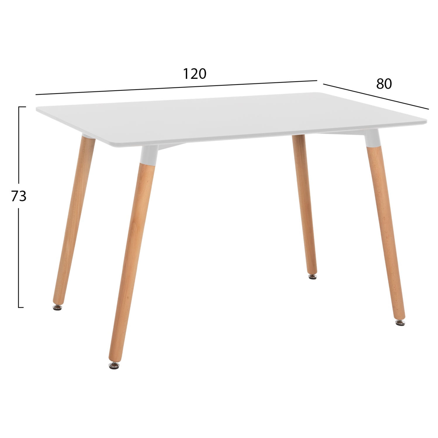 ΤΡΑΠΕΖΙ MINIMAL HM008.01 ΛΕΥΚΟ MDF, ΞΥΛΙΝΑ ΠΟΔΙΑ ΟΞΙΑ, 120Χ80X73Υ ΕΚ. - Pakobazaar