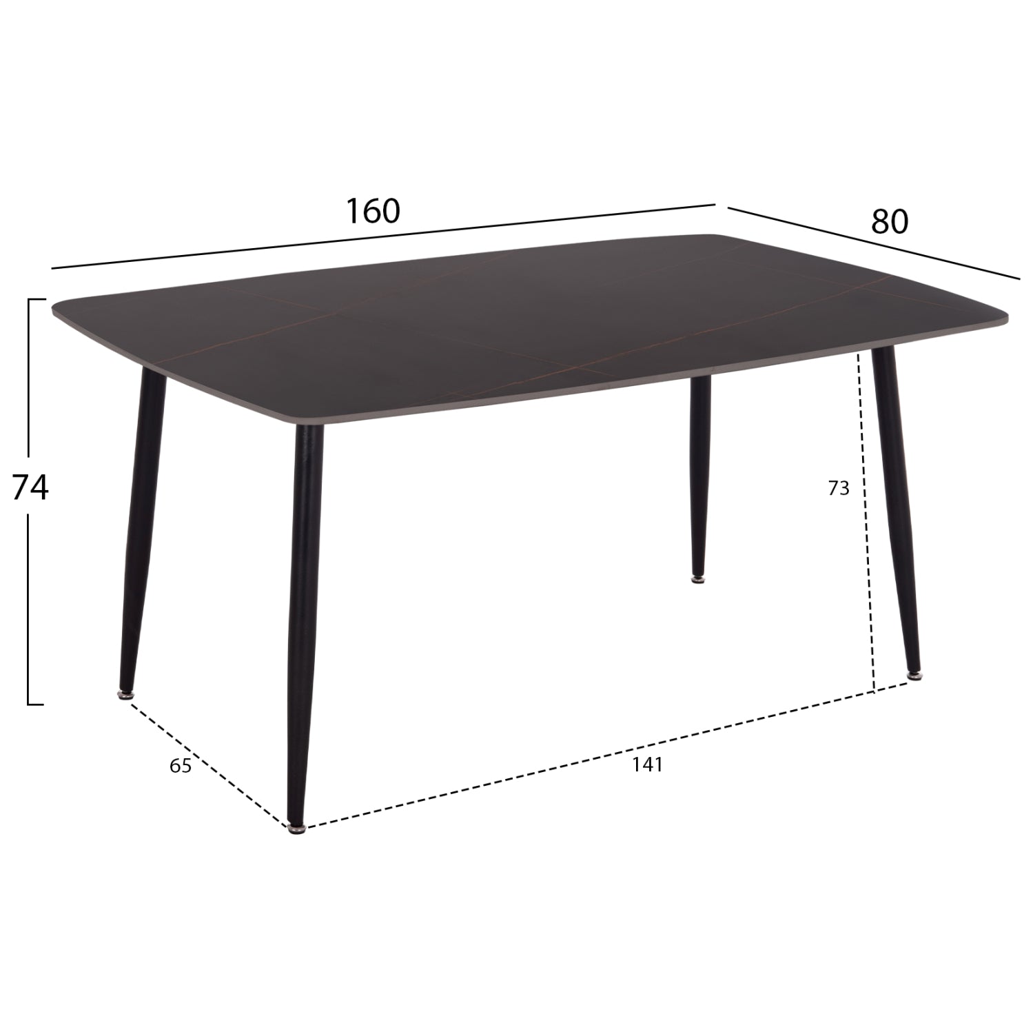 ΤΡΑΠΕΖΙ RAVEN HM18150.02 ΚΕΡΑΜΙΚΟ TOP ΜΕ ΟΨΗ ΜΑΥΡΟ ΜΑΡΜΑΡΟ 160x80x74Υεκ. - Pakobazaar