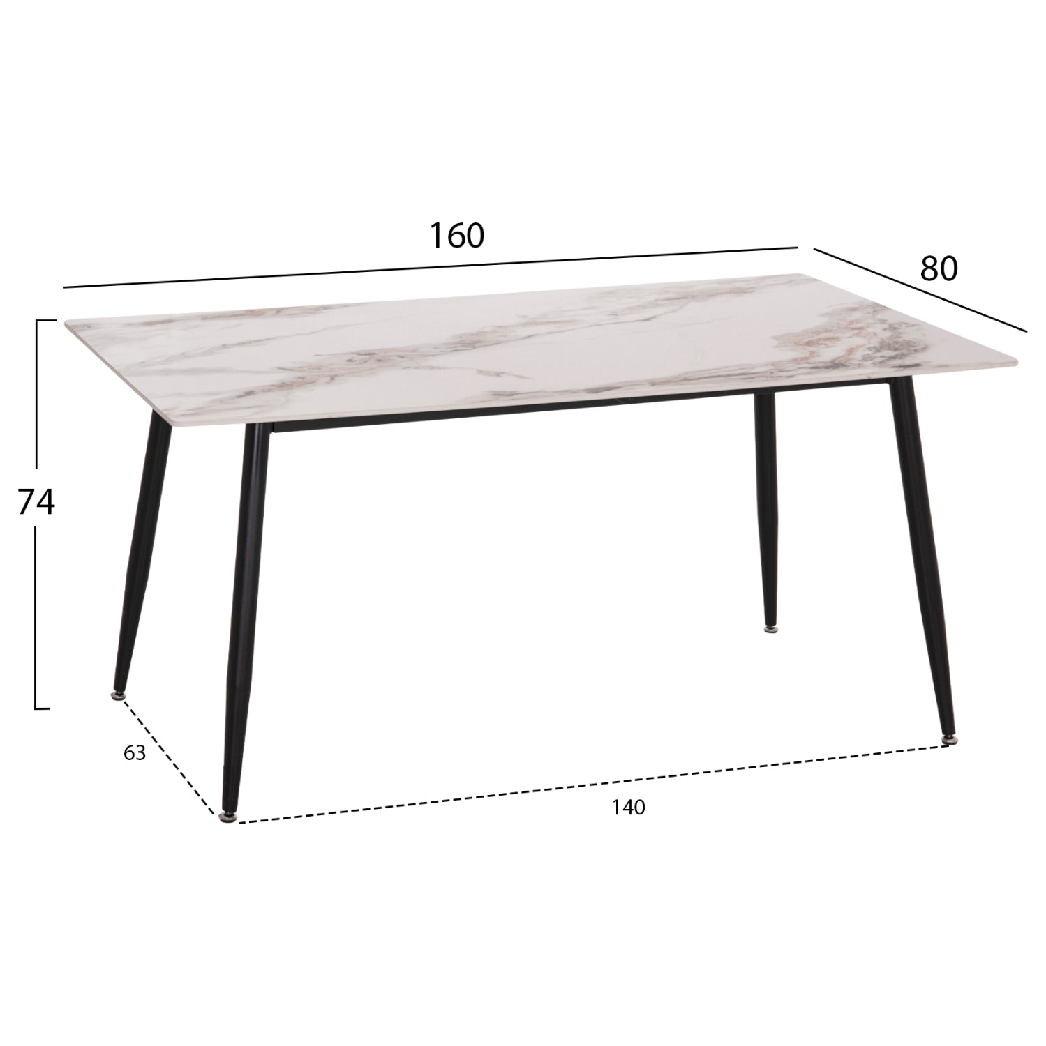 ΤΡΑΠΕΖΙ RAVEN HM18150.04 ΚΕΡΑΜΙΚΟ TOP ΜΕ ΟΨΗ ΛΕΥΚΟ/ΚΑΦΕ ΜΑΡΜΑΡΟ 160x80x74Υεκ. - Pakobazaar