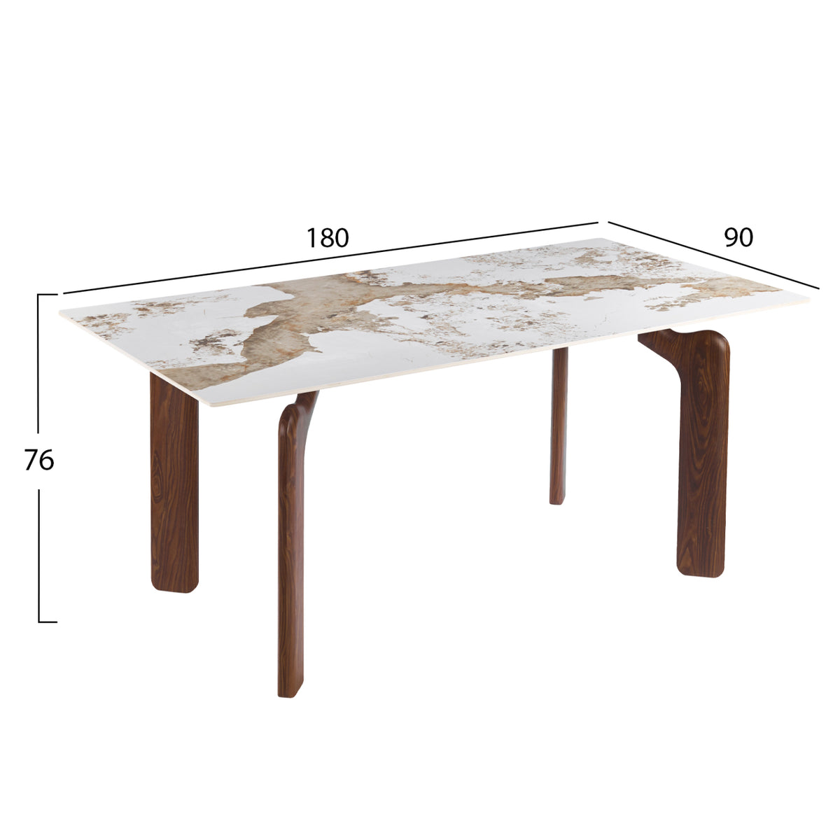 ΤΡΑΠΕΖΙ DALLE HM18479.01 MDF TOP ΟΨΗ ΜΑΡΜΑΡΟΥ-ΜΕΤΑΛ.ΠΟΔΙΑ ΚΑΡΥΔΙ 180x90x76Υεκ - Pakobazaar