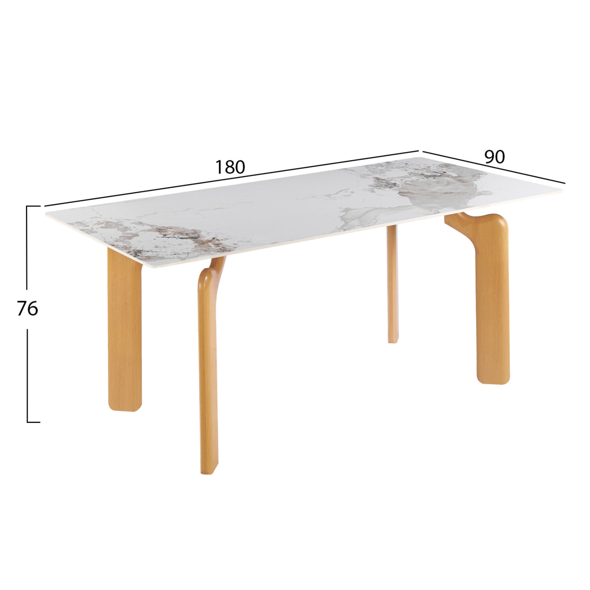 ΤΡΑΠΕΖΙ DALLE HM18479.02 MDF TOP ΟΨΗ ΜΑΡΜΑΡΟΥ-ΜΕΤΑΛ.ΠΟΔΙΑ OΨΗ ΦΥΣΙΚΟΥ ΞΥΛΟΥ 180x90x76Υεκ - Pakobazaar