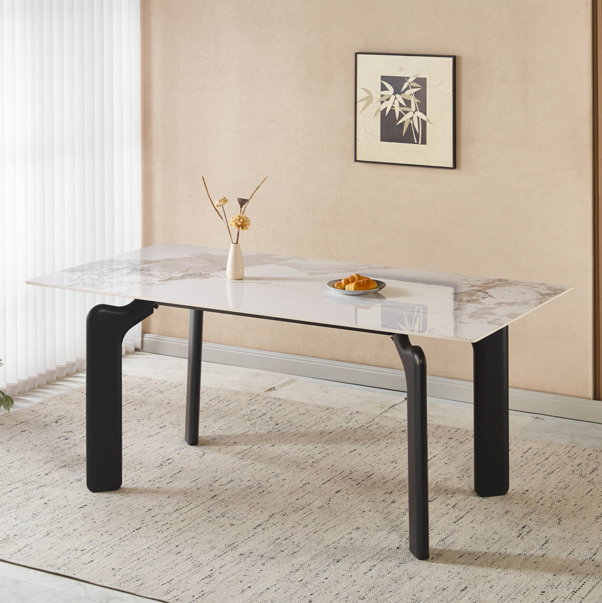 ΤΡΑΠΕΖΙ DALLE HM18479.03 MDF TOP ΟΨΗ ΜΑΡΜΑΡΟΥ-ΜΕΤΑΛ.ΠΟΔΙΑ ΣΕ ΜΑΥΡΟ 180x90x76Υεκ - Pakobazaar