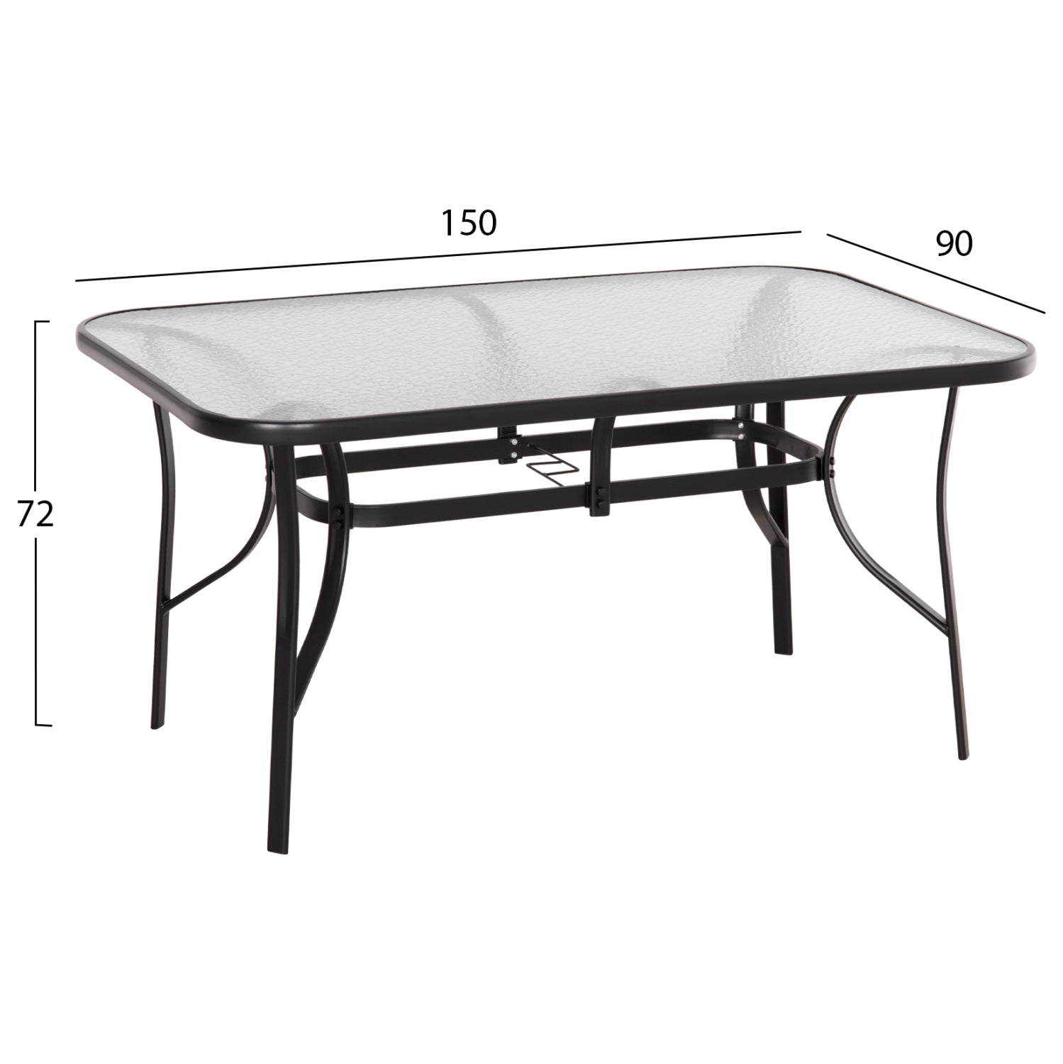 ΤΡΑΠΕΖΙ BRUNO 150X90Χ72Υεκ. ΜΕΤΑΛΛΙΚΟ ΜΑΥΡΟ ΜΕ ΓΥΑΛΙΝΗ ΕΠΙΦΑΝΕΙΑ HM5145.03 - Pakobazaar