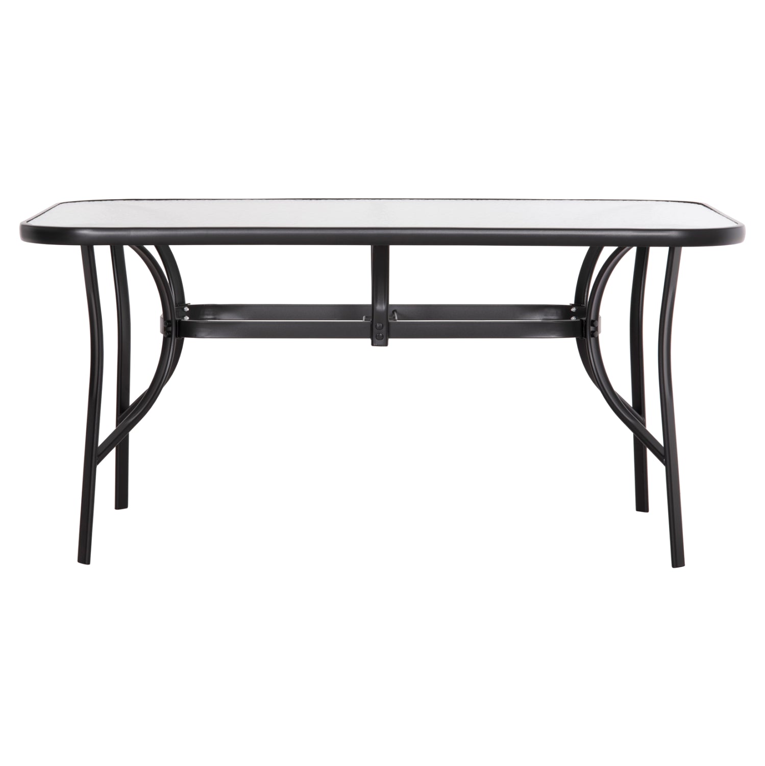 ΤΡΑΠΕΖΙ BRUNO 150X90Χ72Υεκ. ΜΕΤΑΛΛΙΚΟ ΜΑΥΡΟ ΜΕ ΓΥΑΛΙΝΗ ΕΠΙΦΑΝΕΙΑ HM5145.03 - Pakobazaar
