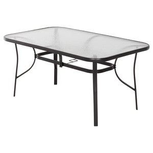 ΤΡΑΠΕΖΙ BRUNO 150X90Χ72Υεκ. ΜΕΤΑΛΛΙΚΟ ΜΑΥΡΟ ΜΕ ΓΥΑΛΙΝΗ ΕΠΙΦΑΝΕΙΑ HM5145.03 - Pakobazaar