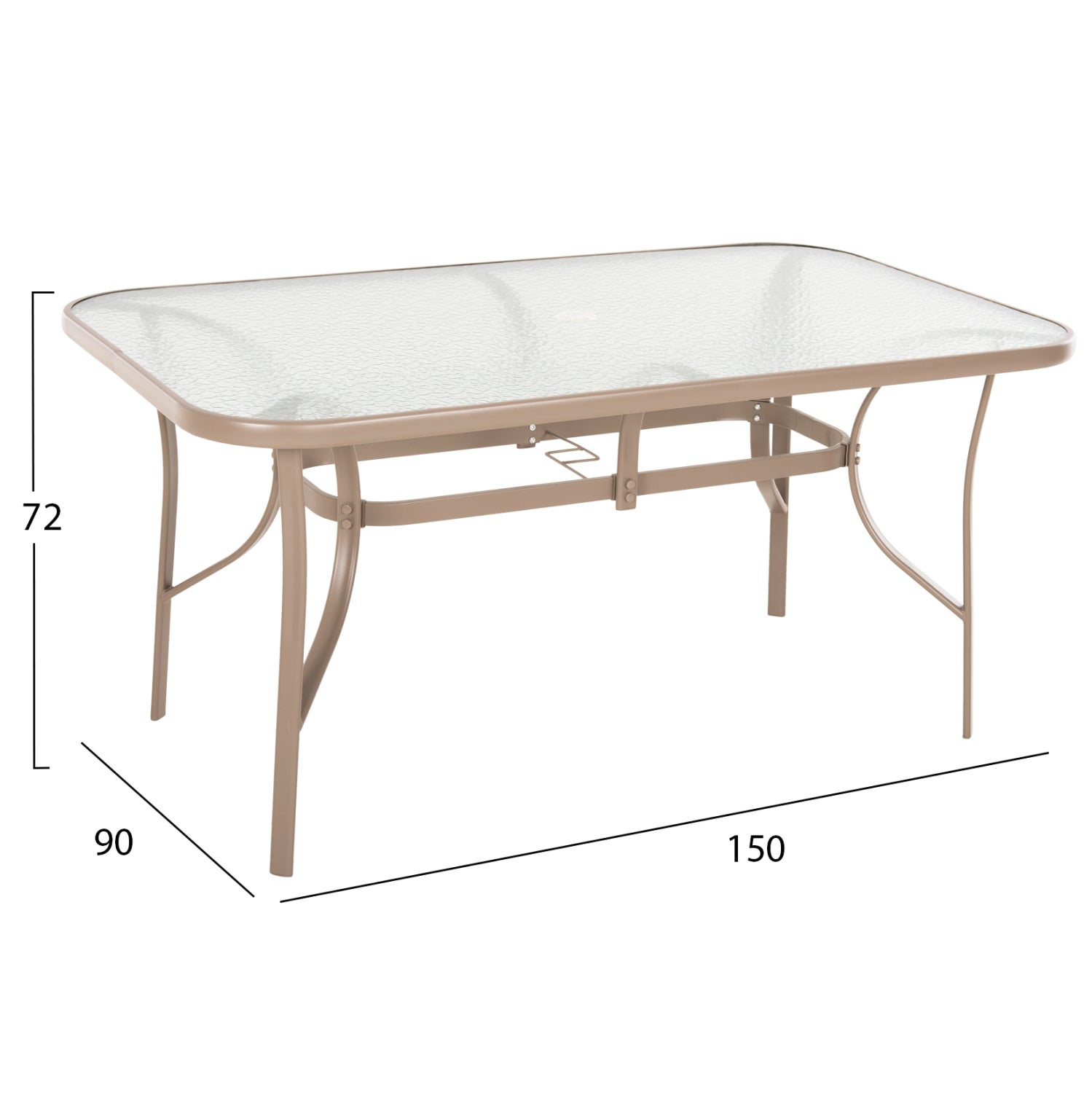 ΤΡΑΠΕΖΙ BRUNO 150X90Χ72Υεκ. ΜΕΤΑΛΛΙΚΟ ΣΑΜΠΑΝΙ ΜΕ ΤΡΥΠΑ ΟΜΠΡΕΛΑΣ Φ38mm HM5145.14 - Pakobazaar