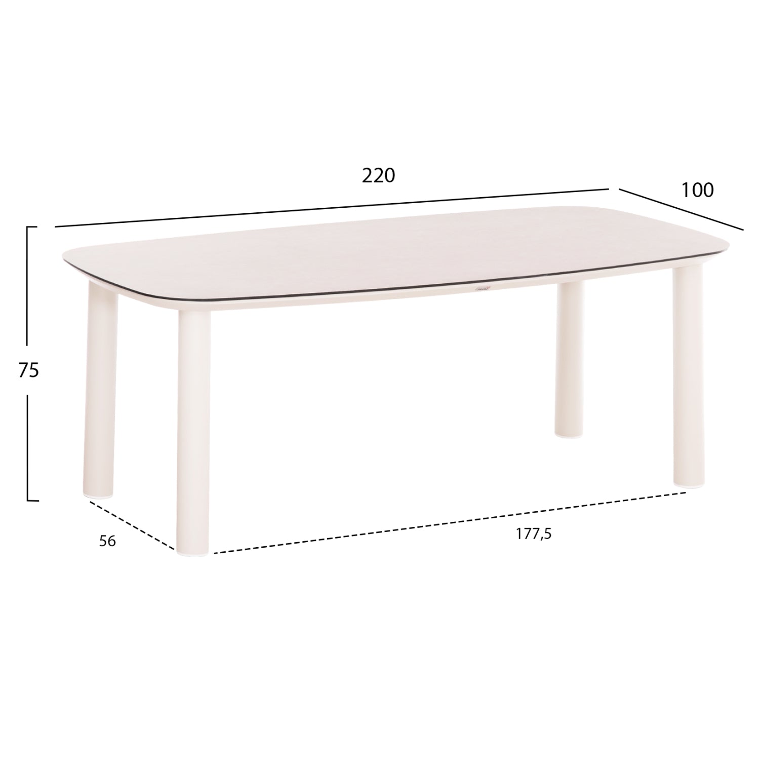 ΤΡΑΠΕΖΙ DOSUN HM6202.02 ΚΡΕΜ ΑΛΟΥΜΙΝΙΟ-3D PRINT ΓΥΑΛΙ ΚΕΡΑΜΙΚΟ LOOK 220x100x75Υεκ - Pakobazaar