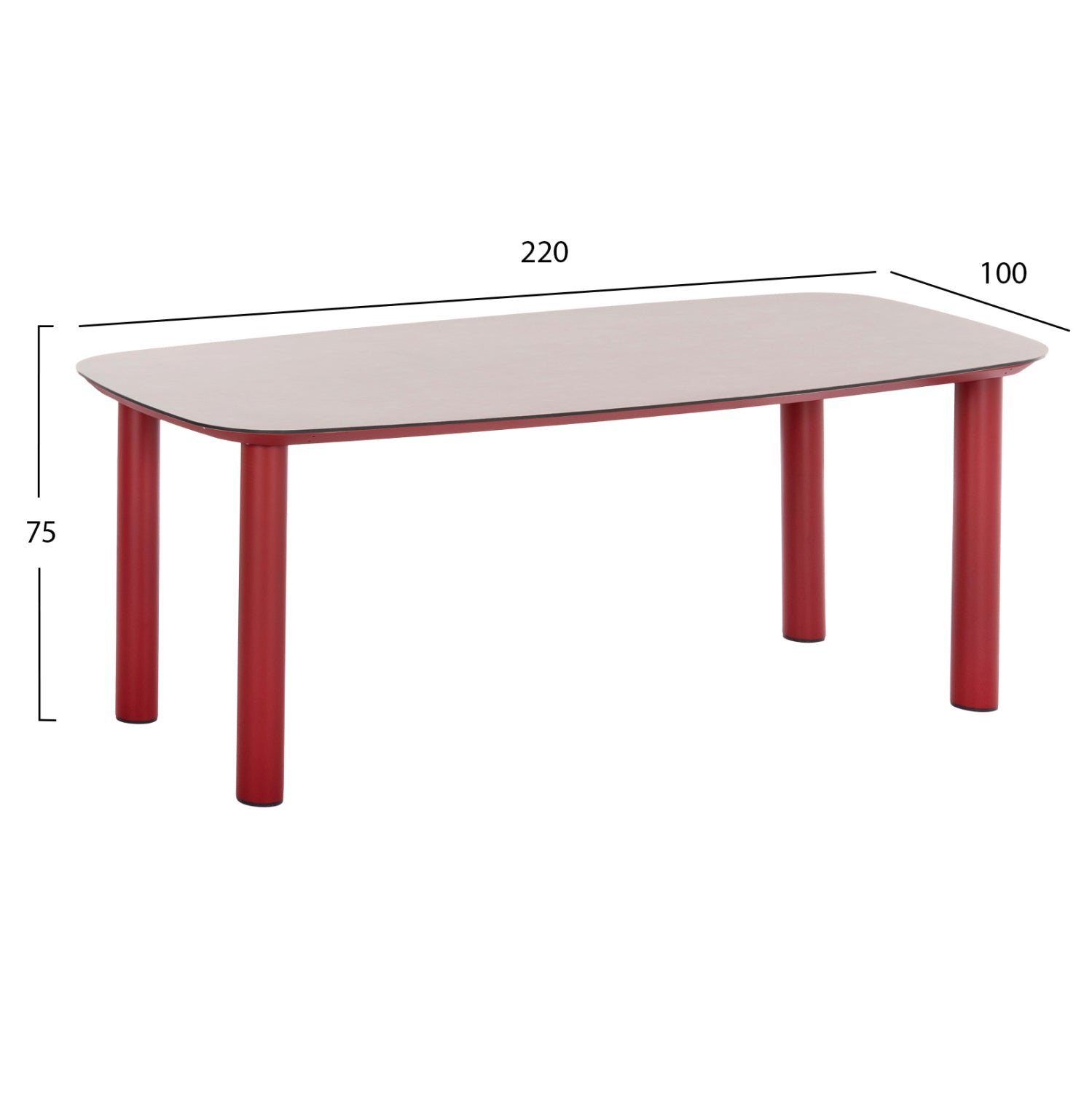 ΤΡΑΠΕΖΙ DOSUN HM6202.05 KOKKINO ΑΛΟΥΜΙΝΙΟ-3D PRINT ΓΥΑΛΙ ΓΚΡΙ-ΚΕΡΑΜΙΚΟ LOOK 220x100x75Υεκ - Pakobazaar